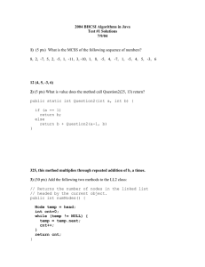 2004 BHCSI Algorithms in Java Test #1 Solutions 7/9/04