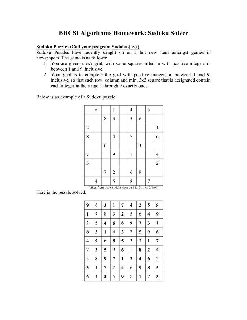 alıcı Yaprak toplama Kirpikler  BHCSI Algorithms Homework: Sudoku Solver