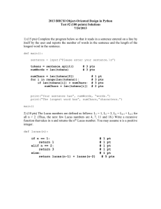 2013 BHCSI Object-Oriented Design in Python Test #2 (100 points) Solutions 7/24/2013