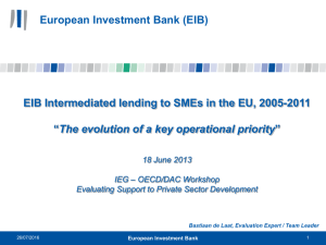 European Investment Bank (EIB) The evolution of a key operational priority