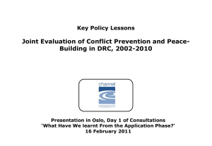 Joint Evaluation of Conflict Prevention and Peace- Building in DRC, 2002-2010