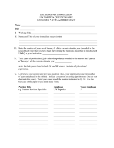 BACKGROUND INFORMATION UW POSITION QUESTIONNAIRE CATEGORY A UNCLASSIFIED STAFF