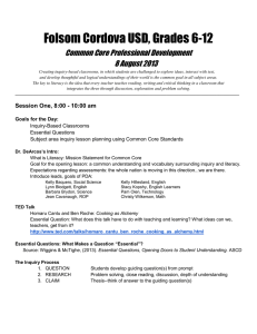 Folsom Cordova USD, Grades 6-12 Common Core Professional Development 8 August 2013