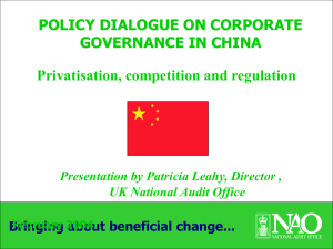 POLICY DIALOGUE ON CORPORATE GOVERNANCE IN CHINA Privatisation, competition and regulation