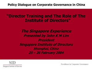 “Director Training and The Role of The Institute of Directors”