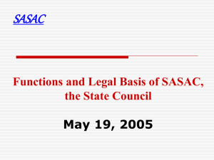 SASAC Functions and Legal Basis of SASAC, the State Council May 19, 2005