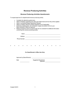 Revenue Producing Activities Revenue Producing Activities Questionnaire