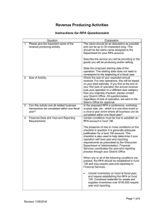 Revenue Producing Activities Instructions for RPA Questionnaire