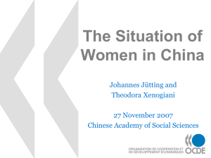 The Situation of Women in China Johannes Jütting and Theodora Xenogiani