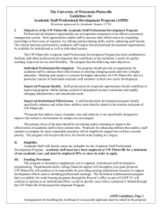 The University of Wisconsin-Platteville Guidelines for Academic Staff Professional Development Program (ASPD)
