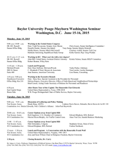 Baylor University Poage-Mayborn Washington Seminar Monday, June 15, 2015