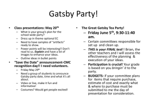 Gatsby Party! Friday June 5 , 9:30-11:40 am.