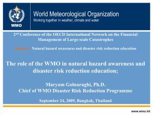 World Meteorological Organization disaster risk reduction education; Maryam Golnaraghi, Ph.D.