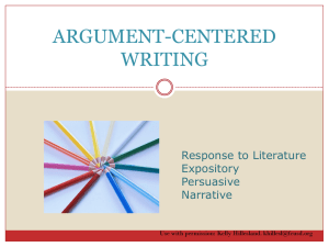 ARGUMENT-CENTERED WRITING Response to Literature Expository