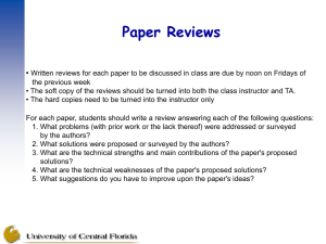 Paper Reviews •