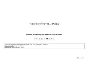 TSRS COMPETENCY FRAMEWORK  Section I: Role Descriptions and Performance Measures