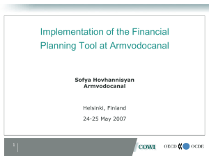 Implementation of the Financial Planning Tool at Armvodocanal Sofya Hovhannisyan Armvodocanal