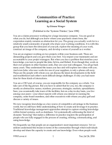 Communities of Practice: Learning as a Social System
