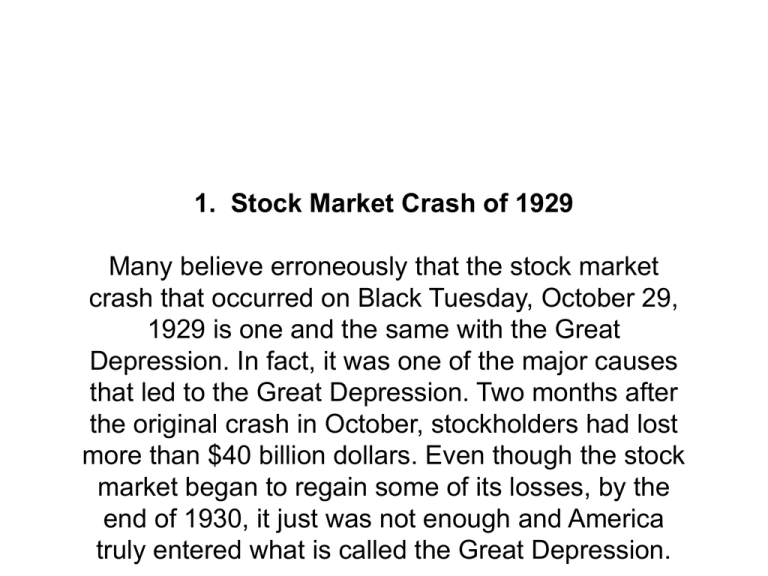 stock market crash 1929 essay