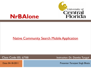 NrBAlone Native Community Search Mobile Application Class Code: EEL 6788