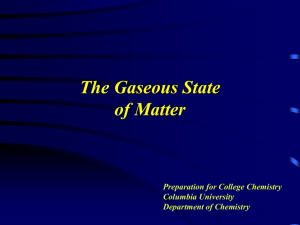 The Gaseous State of Matter Preparation for College Chemistry Columbia University