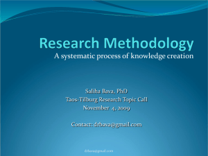 A systematic process of knowledge creation Saliha Bava, PhD