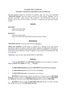 EXAMPLE TEST GUIDELINE MATERIAL TRANSFER AGREEMENT (MTA) TEMPLATE