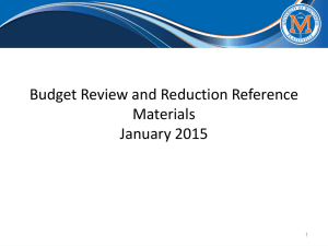 Budget Review and Reduction Reference Materials January 2015 1