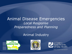 Animal Disease Emergencies Local Response Preparedness and Planning Animal Industry