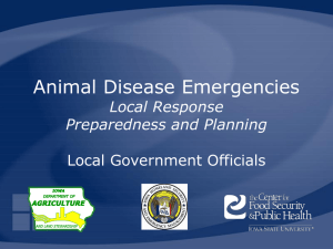 Animal Disease Emergencies Local Response Preparedness and Planning Local Government Officials