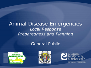 Animal Disease Emergencies Local Response Preparedness and Planning General Public