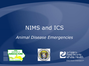 NIMS and ICS Animal Disease Emergencies