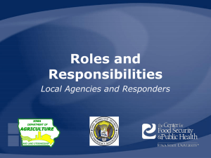 Roles and Responsibilities Local Agencies and Responders