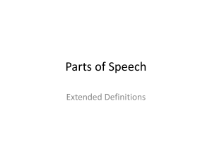 Parts of Speech Extended Definitions