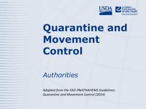 Quarantine and Movement Control Authorities