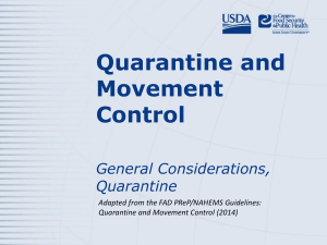 Quarantine and Movement Control General Considerations,