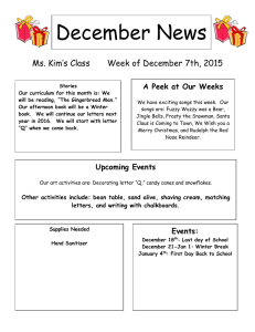 December News Ms. Kim’s Class Week of December 7th, 2015