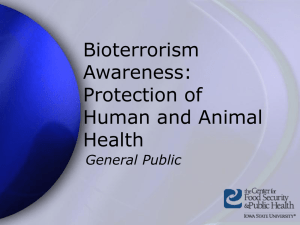 Bioterrorism Awareness: Protection of Human and Animal