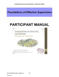 PARTICIPANT MANUAL Foundations of Effective Supervision  -1-