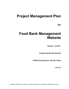 Project Management Plan Food Bank Management Website