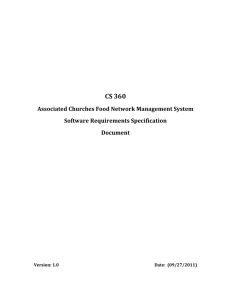 CS 360 Associated Churches Food Network Management System Software Requirements Specification