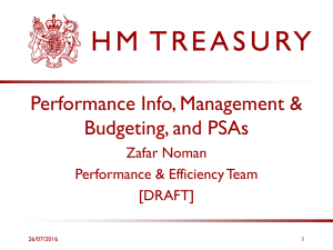 Performance Info, Management &amp; Budgeting, and PSAs Zafar Noman Performance &amp; Efficiency Team