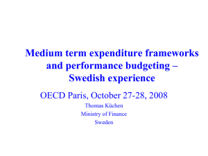 Medium term expenditure frameworks and performance budgeting – Swedish experience