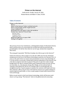 Primer on the Internet Table of Contents