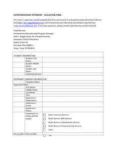 ENTREPRENEURSHIP INTERNSHIP - EVALUATION FORM