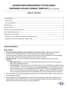 GEORGETOWN MANAGEMENT SYSTEM (GMS): PREPARING UPLOAD JOURNAL TEMPLATE ( ) TABLE OF CONTENTS
