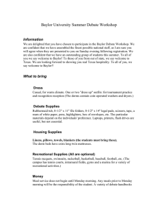 Baylor University Summer Debate Workshop Information