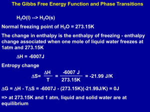 H O(l) --&gt; H O(s) Normal freezing point of H