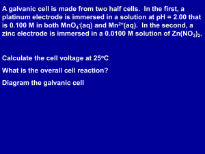 A galvanic cell is made from two half cells. ... platinum electrode is immersed in a solution at pH =...