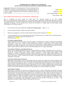 UNDERGRADUATE CURRICULUM COMMITTEE 223 SECOND-YEAR WRITING SEMINAR COURSE PROPOSAL FORM